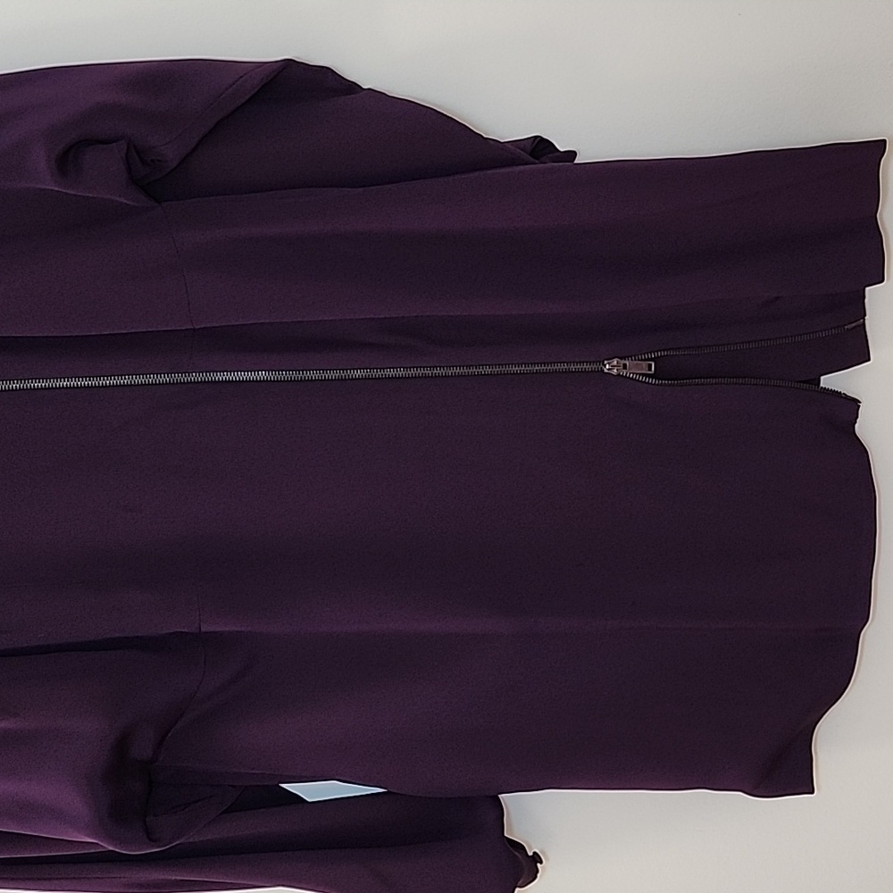 Gucci 100% silk Purple asymmetrical zip Pleated Cutout Elegant Dress Sz 42/Med - Picture 10 of 16